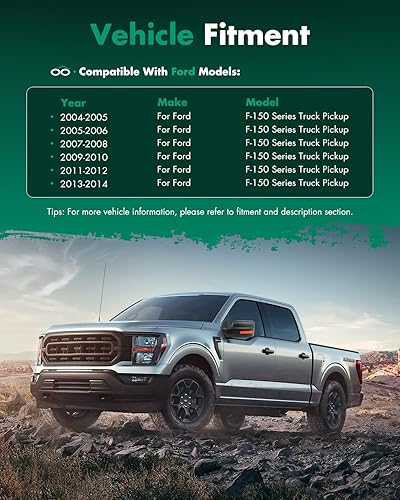 Miniatura 6 de SCITOO Espejos de remolque compatibles con Ford 2004-2014 para camioneta serie F-150, camioneta, un par de espejos de remolque de potencia