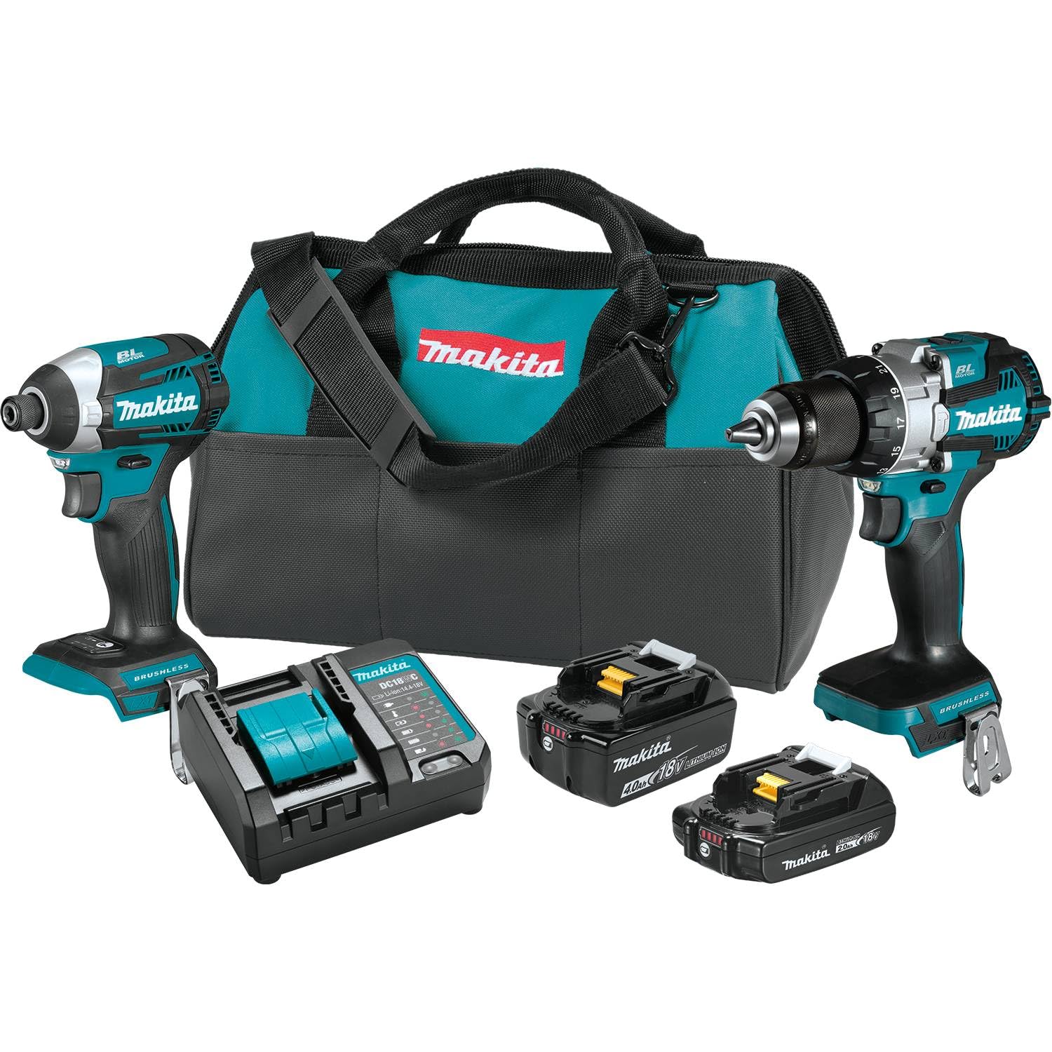 Makita XT296SMR 2-piece combo kit, brushless, 2.0 Ah and 4.0 Ah