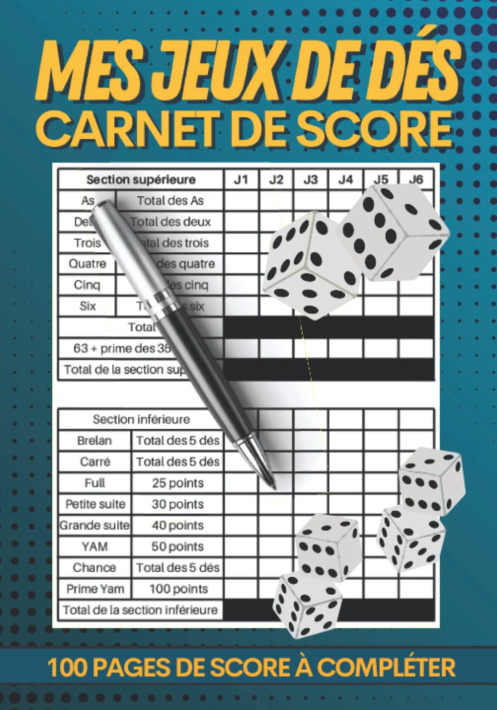 Buy MES JEUX DE DÉS de Score 100 pages de score à compléter