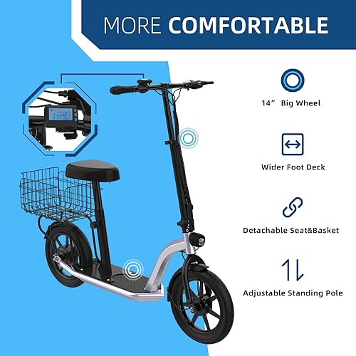 Miniatura 7 de Hiboy Scooter eléctrico - Scooter eléctrico para adultos - Scooter eléctrico de 31 millas de largo alcance y 22 Mph, scooter eléctrico de neumáticos