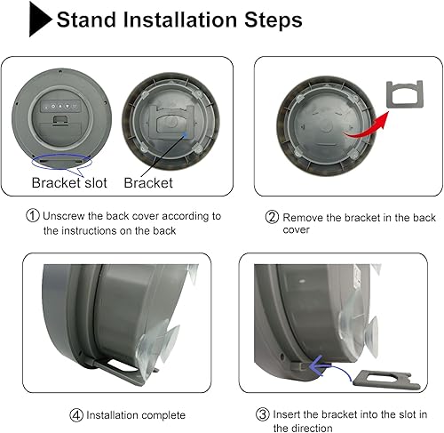 Miniatura 6 de Reloj de pared digital impermeable para baño, reloj de pared interior con ventosa, marco de plástico, opción flexible para colgar o estar de pie,