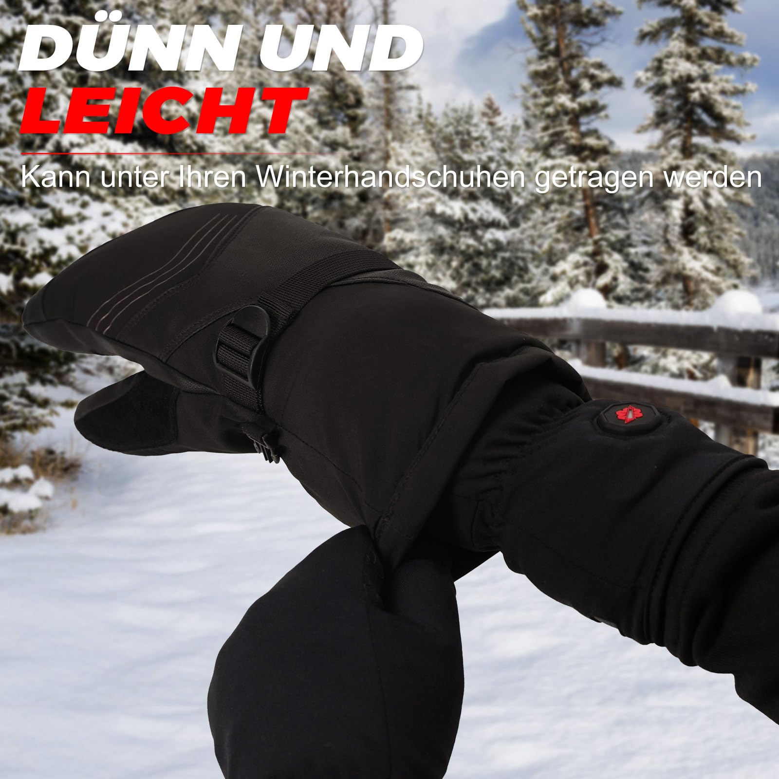 Dr.warm Winter Beheizbare Handschuhe Wiederaufladbar, Beheizte Handschuhe Touchscreen mit 3 Heizstufen für Camping, Skifahren, Klettern, Radfahren, M