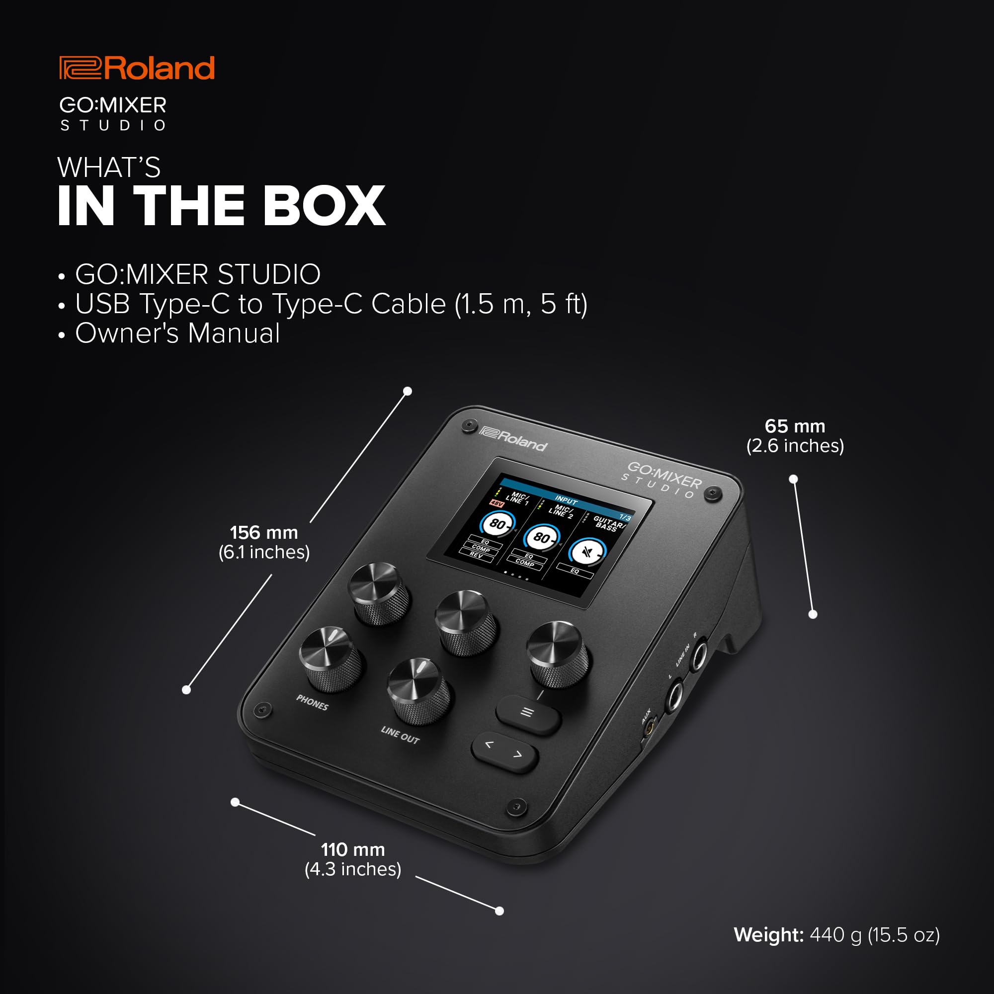 Roland GO:MIXER STUDIO | Mixer multicanale portatile e interfaccia audio | Perfetto per creatori di contenuti e musicisti | Qualità audio di qualità da studio | FX integrato