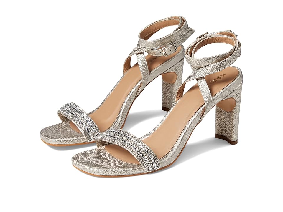 KAANAS Shania Diamond Heel with Ankle Strap (Pewter) Women's Shoes INTERNATIONAL SHIPPING