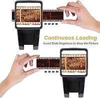 Vista 5 de Visor de diapositivas de 35 mm, visor de negativos de película y diapositivas con aumento de 3X y visualización iluminada con luz LED, alimentado