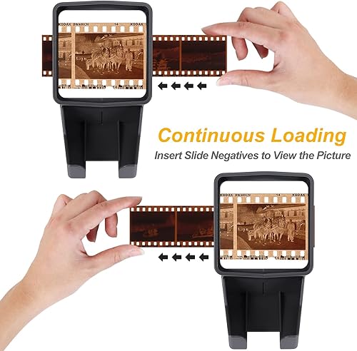 Miniatura 5 de Visor de diapositivas de 1.378 in, visor de película negativa y diapositivas con aumento 3X y visualización iluminada con iluminación LED,