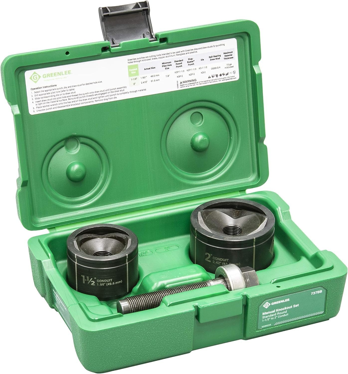 Greenlee 737BB Knockout Punch Driver Kit, 1-1/2 AND 2 INCH