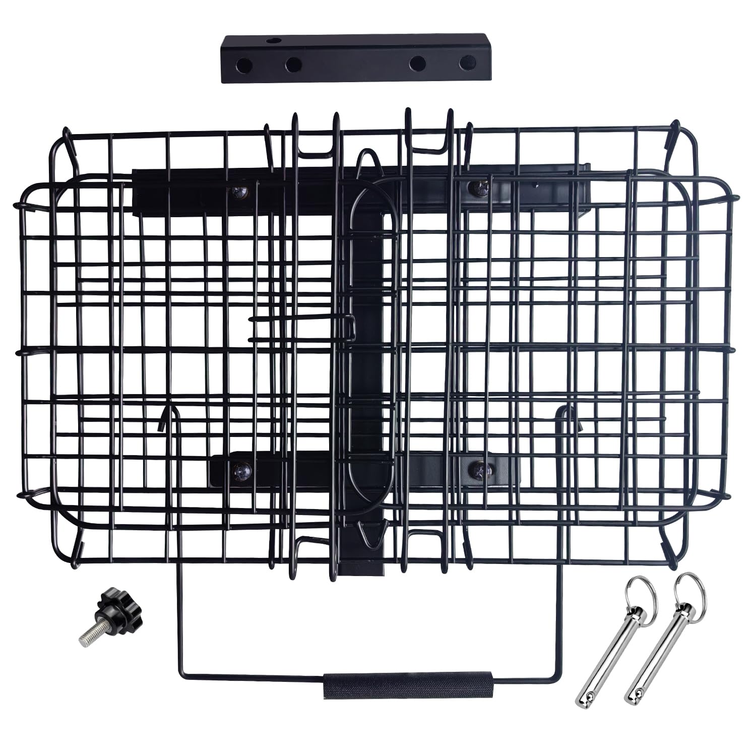 Cesta trasera plegable para scooter de movilidad, cesta portátil de metal resistente con asa, compatible con receptores de enganche de 1 x 1 pulgada (scooters y sillas eléctricas)