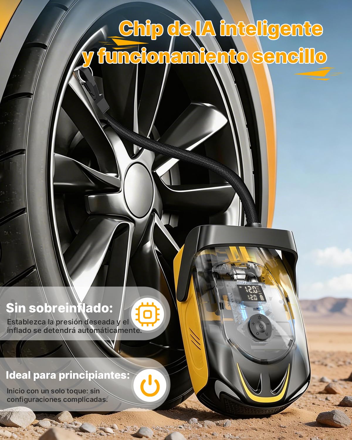 Bomba Eléctrica Sup 50 PSI, Bomba de Aire Eléctrica Recargable para Sup, Inflado/Desinflado Inteligente, con luz LED, para Tablas de Sup, Kayaks, Motocicletas, Pelotas, Colchones de Aire