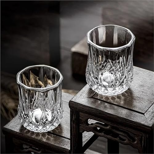 Miniatura 4 de Glass Drinking Glasses 6PcsSet Whiskey Glass Cup Rum Mini Shot Diamond Shaped Vintage Relief Household Party Bar Drinking Tools