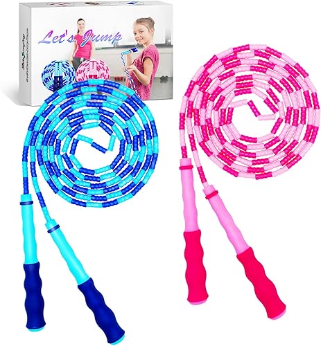 Cuerda de saltar para niños, cuerda de saltar con cuentas suaves, equipo de ejercicio de fitness, enredo, cuerda de saltar segmentada libre para