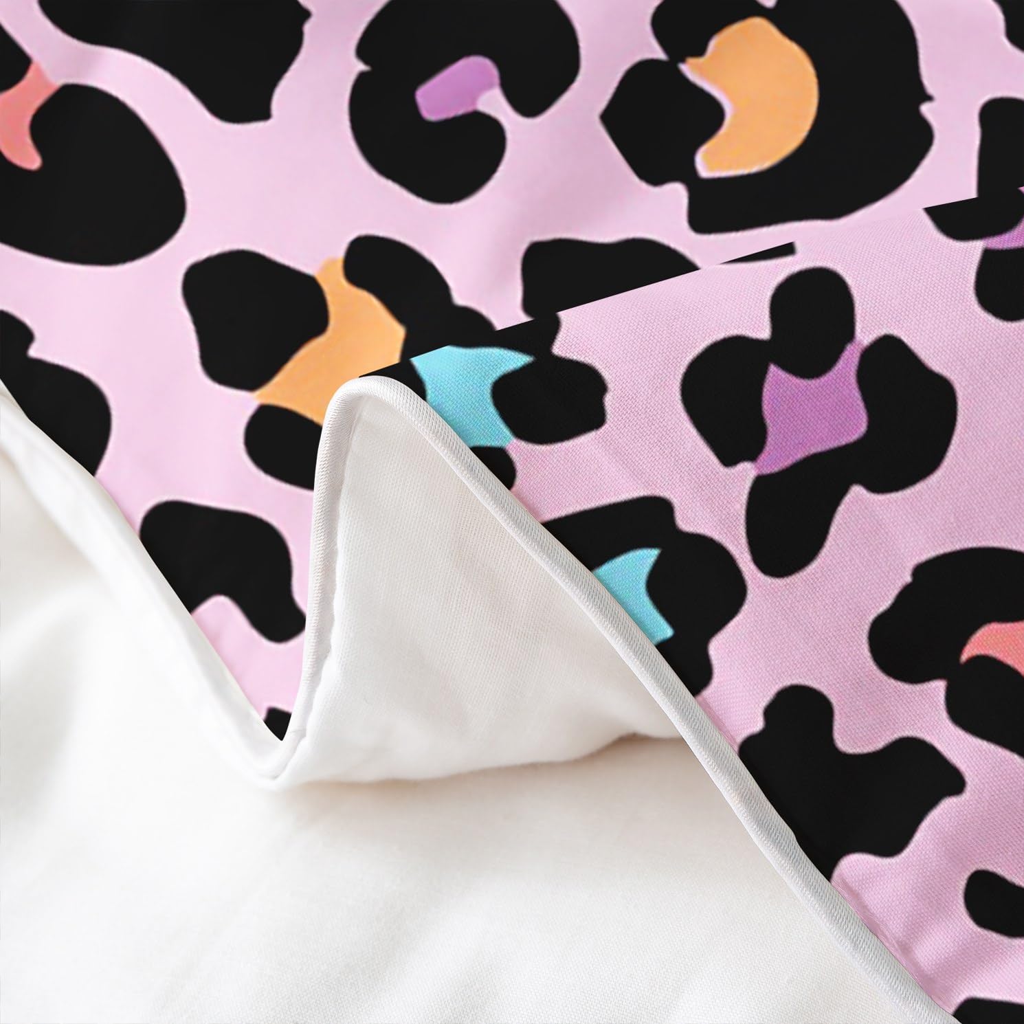 Homewish Rosa Gepard 100 % Bio-Baumwolle Bettbezug, Leopardenmuster, Bettwäsche-Set für Mädchen und Frauen, buntes Tierdruck, Bettdeckenbezug für Einzelbett, Safari-Tiermuster, Bettwäsche-Set mit 1