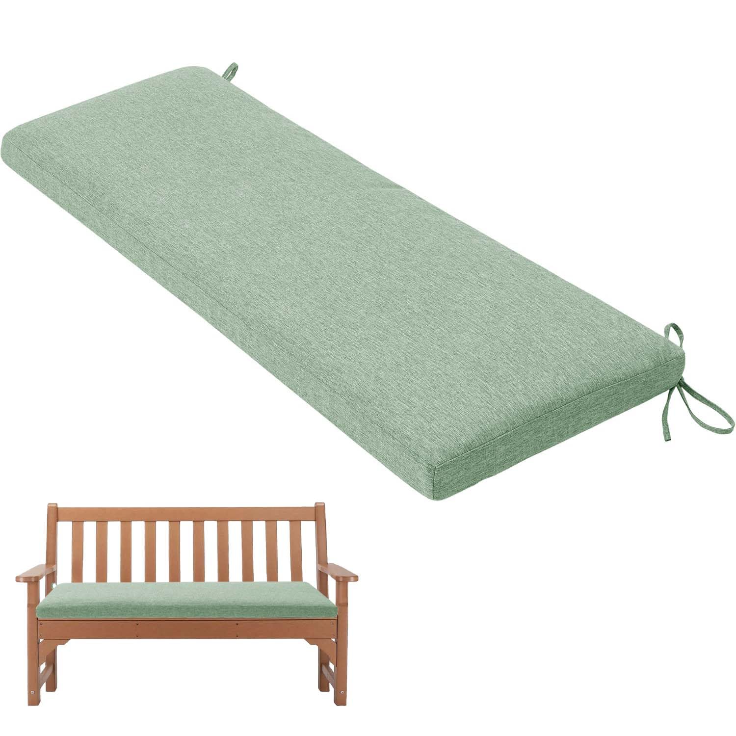 Cuscino per panca da esterno, cuscino antiscivolo, in lino naturale rimovibile e lavabile, cuscino per panca da giardino e finestra, verde, 110 x 45 x 5 cm