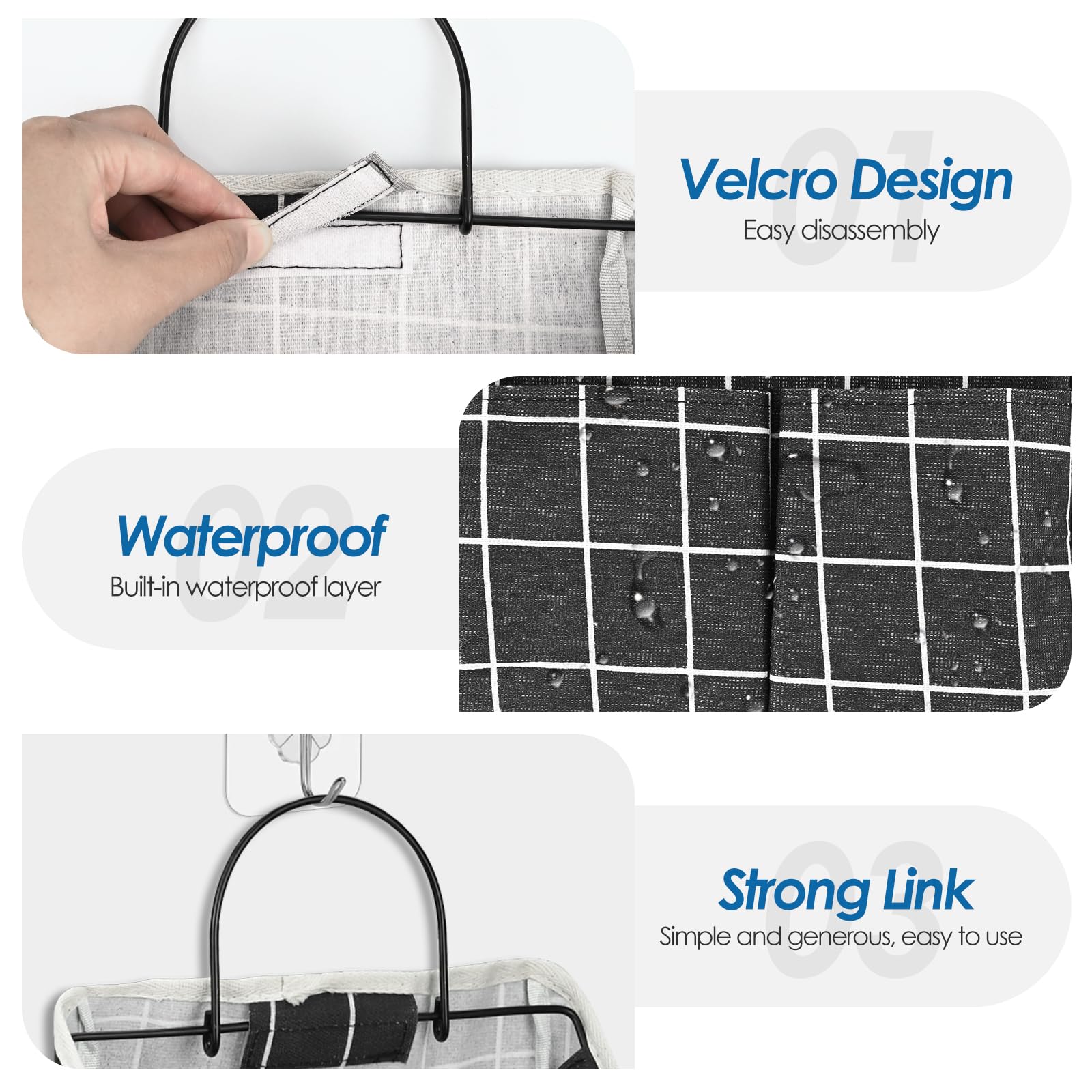 2 Pieces Hanging Storage Organisers, Waterproof Wall Hanging Bags - Image 3