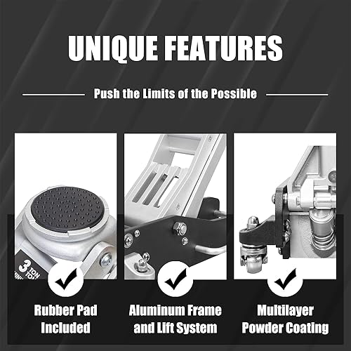 Miniatura 7 de Torin AT830003XLB Gato económico de aluminio de perfil bajo para garaje con bomba de elevación rápida, capacidad de 3 toneladas (6,000 libras),