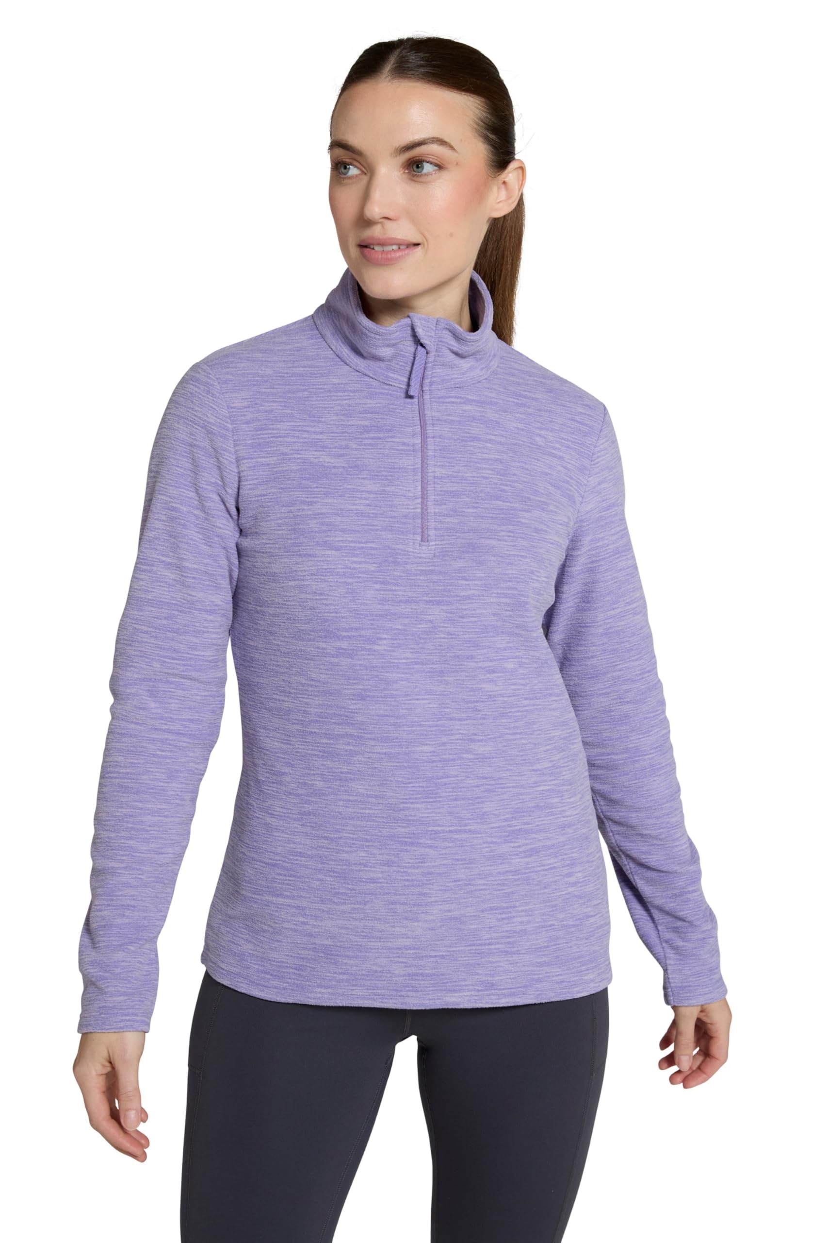 Mountain Warehouse Women's Snowdon Fleece Top Quick Dry Half Zip Jumper in Lilac | Size: 22
