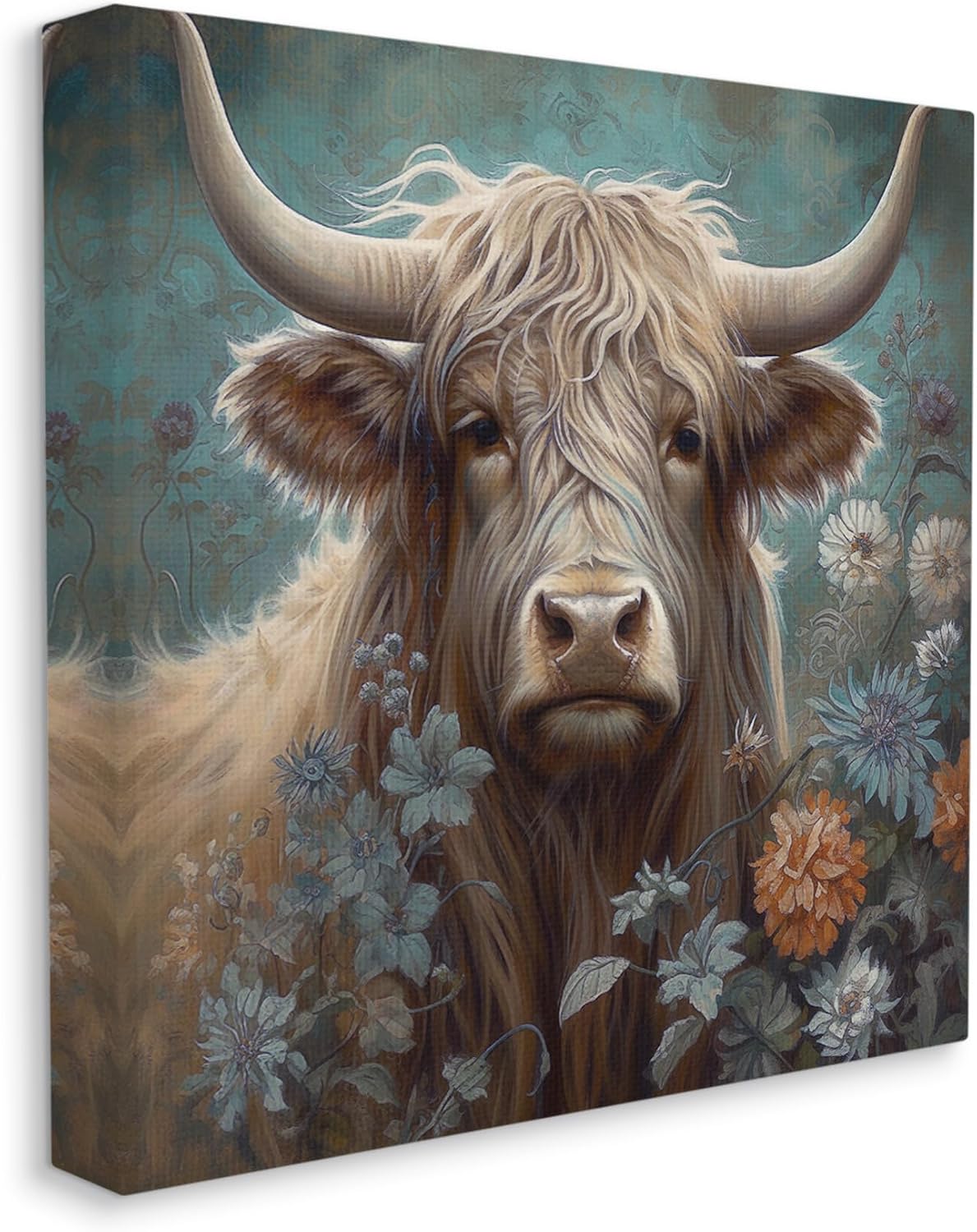 Stupell Industries 'Cattle & Mixed Florals'| Canvas Art | Stupell Industries | 36 x 36 Inches, Easy to Hang and Sturdy, Made in USA, by Steve Hunziker