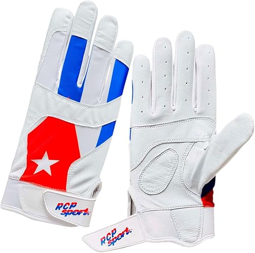 Miniatura 7 de RCP Sports - Guantes de bateo de béisbol profesionales con bandera cubana (talla XL, cubano)