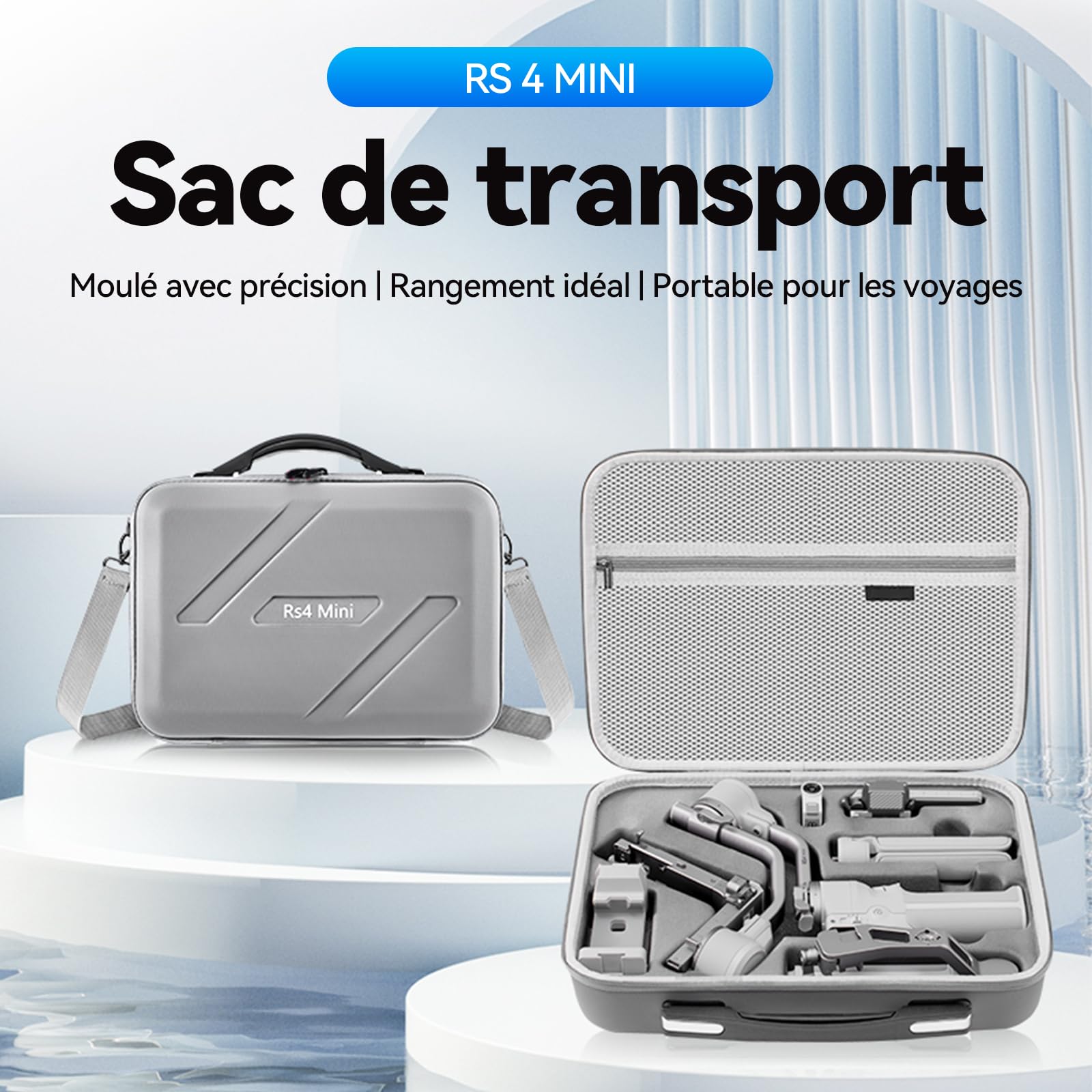 DJI RS 4 Mini sac à bandoulière portable, étui rigide de voyage, résistant à l'eau et aux chocs, étui portable en cuir PU, convient pour les prises de vue en extérieur, accessoires DJI RS4 Mini