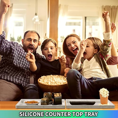 Miniatura 8 de BBK Bandeja de tocador de baño de 11.8 pulgadas, paquete de 2 bandejas de baño (grande), bandeja de baño de silicona para mostrador, bandeja de