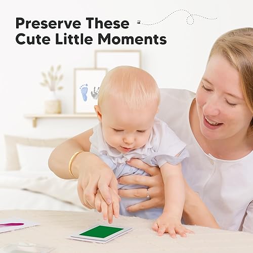 Miniatura 7 de Kit de 4 manos y huellas de bebé sin tinta, almohadilla de tinta sin desorden para recuerdos de recién nacidos, nariz de perro y huellas de patas,