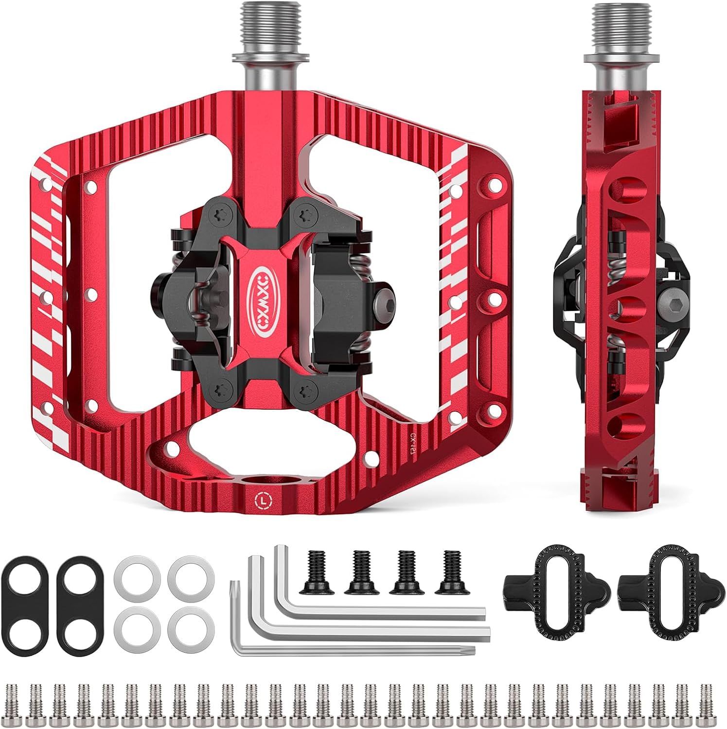 CXWXC Pedales de Bicicleta con Clic y Pedales Planos con 3 rodamientos, Pedales de Aluminio MTB, 9/16 Pulgadas, Pedales de Bicicleta para Bicicleta de Carretera, Bicicleta de montaña