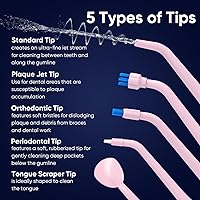 Vista 4 de MySmile LP211 - Irrigador bucal inalámbrico recargable portátil para limpieza de dientes, 5 modos de limpieza, IPX7 impermeable, 8 puntas