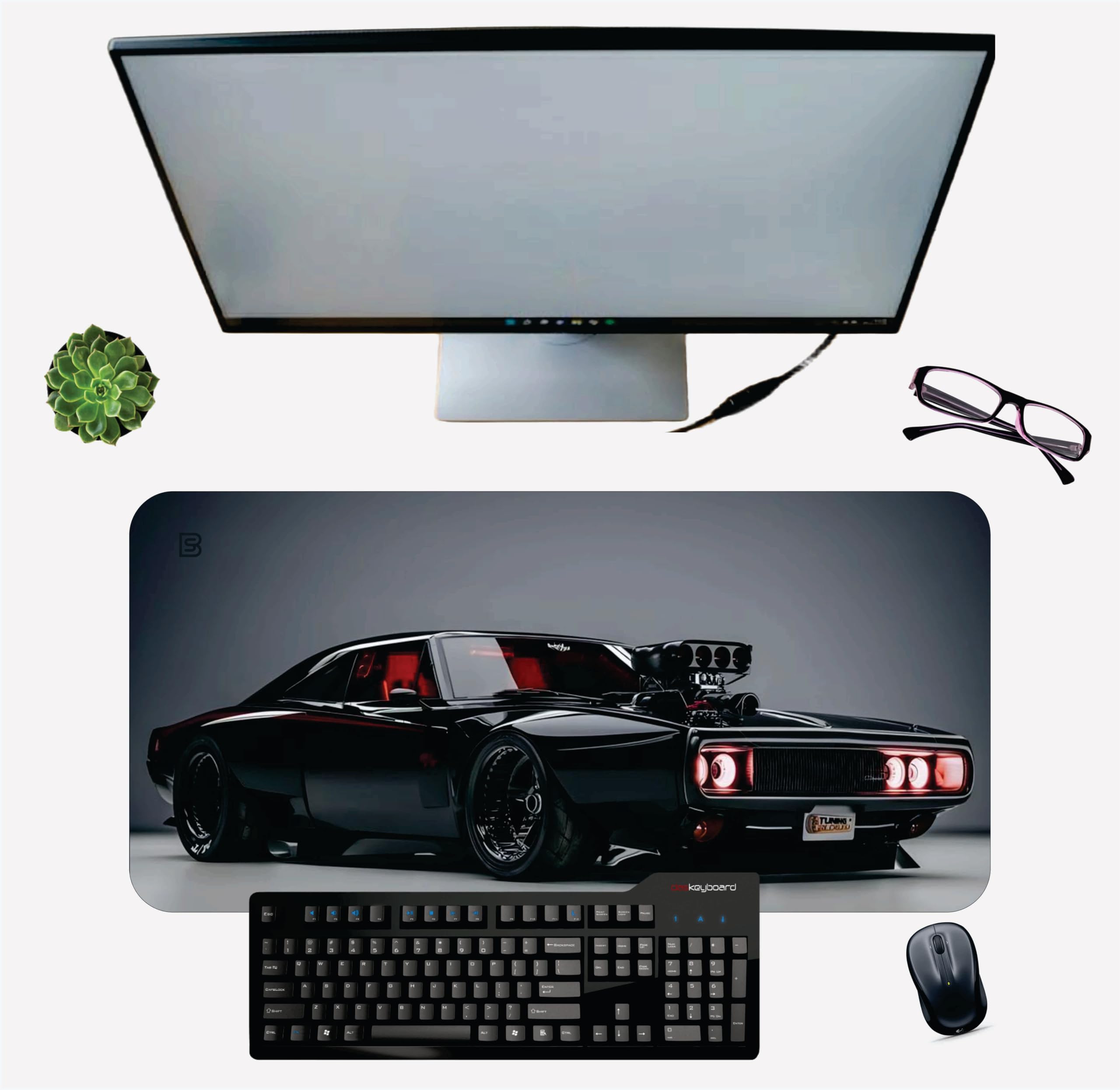BS Large Gaming Mouse Pad, Orange, Car Theme, 58x28 cm, Extended Desk Mat for Keyboard and Mouse (Print 4)-image-17