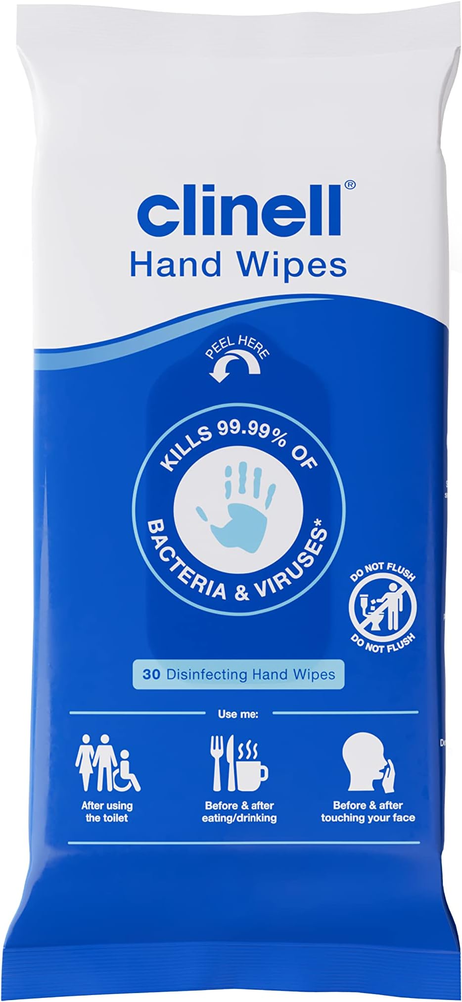 Antimicrobial Hand Wipes - Cleaning & Disinfecting, Sanitising, Travel Friendly, Dermatologically Tested, Kills 99.99% of Bacteria & Viruses - 24 Packs of 30