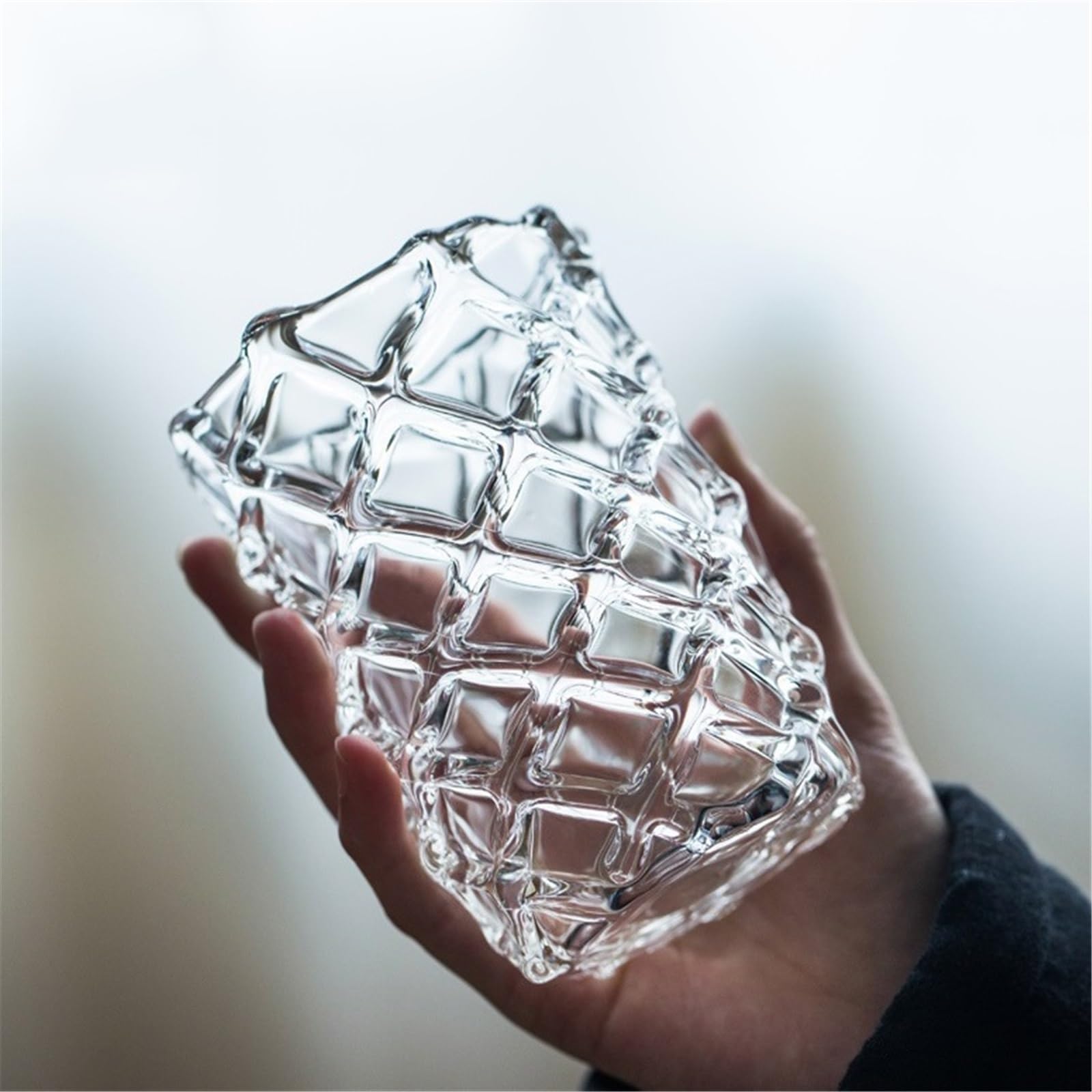 Glasbecher 10-Unzen-Trinkgläser aus klarem Borosilikatglas, elegante Gläser mit diamantförmiger Textur for Wasser, Eistee, Saft und Cocktails Küchenglaswaren