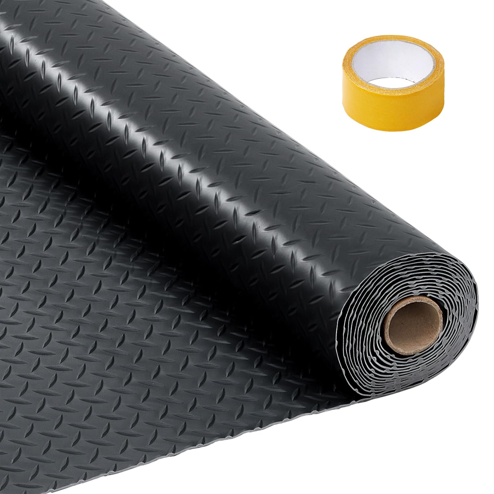 ExploreHorizon 7.5x17 FT Garage Floor Mat for Cars, 2.8mm Thickened PVC Non-Slip Garage Mat Roll, Diamond Plate Floor Protection for Indoor Use, Under