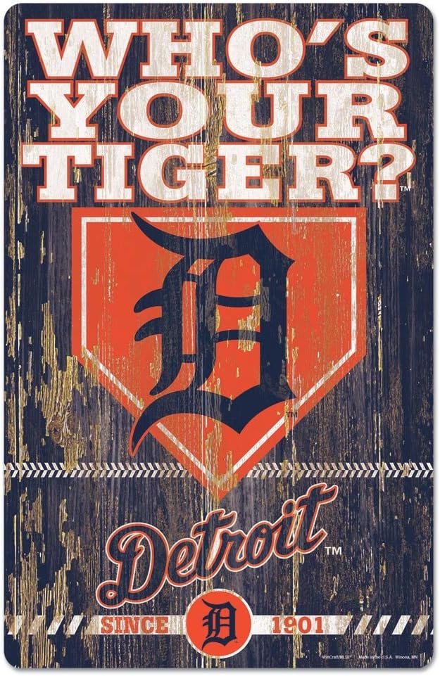 MLB Detroit Tigers 11-By-17-Inch Killen Print Wood Sign