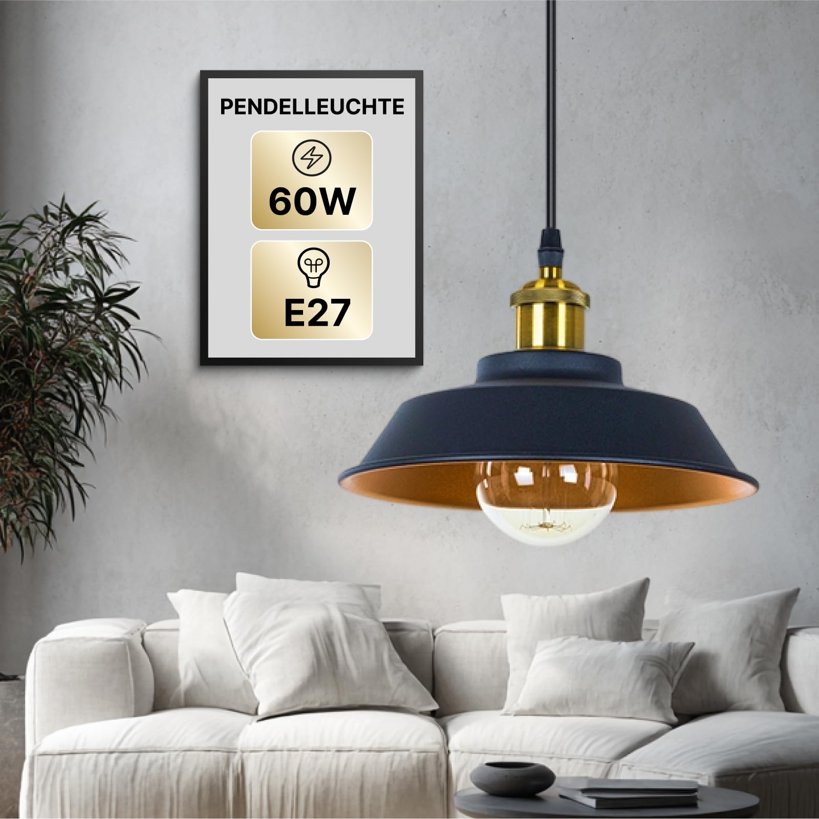 Lámpara colgante de techo para bombilla LED, metal, luz interior para pasillo, salón y cocina