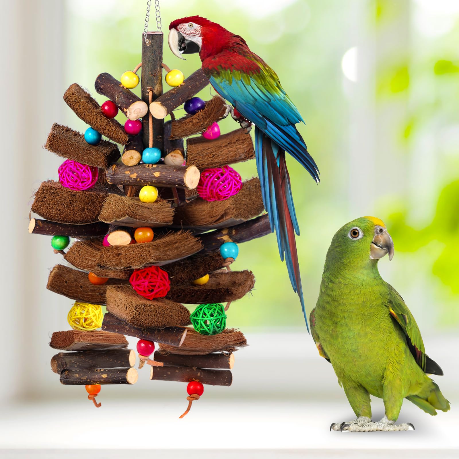 Kyouki Bird Toy for Parrots，Cockatiels, Budgies, Conures, Macaws, Lovebirds, Amazons and Other Small/Medium/Large Birds - Chewable & Shreddable Natural Coconut Husk Enrichment Toy (Medium) - image 3