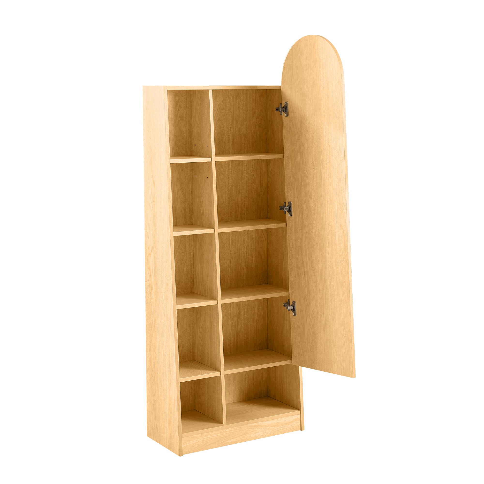 Zapatero con puerta de espejo, 60 x 28 x 165 cm, armario alto con aspecto de madera natural con espejo de cuerpo entero, armario con estantes ajustables y compartimentos abiertos, armario de pasillo y