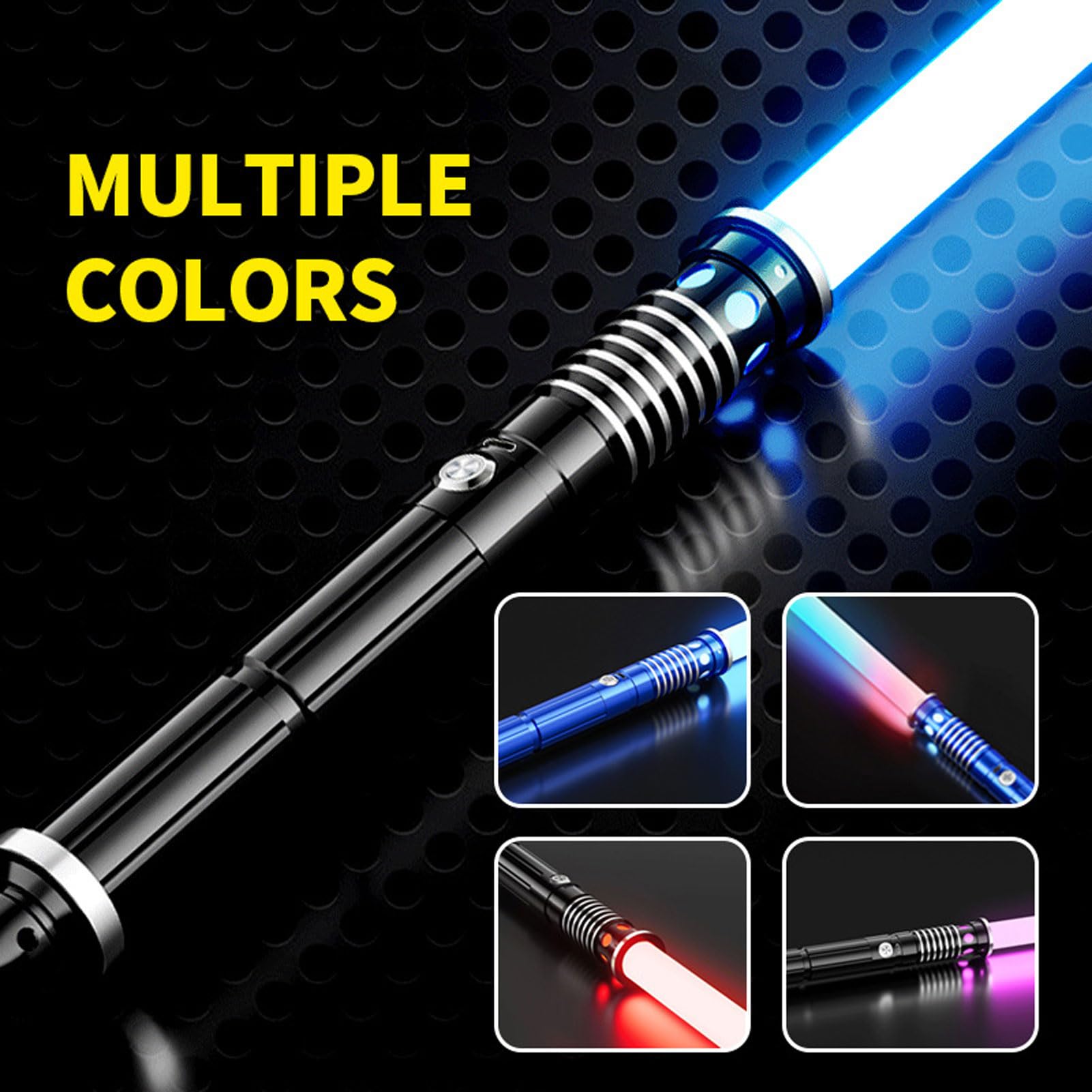 Spada Laser Neopixel Custom Sound con TF Card Star Wars RGB Light Saber Toy Regalo per Capretto Adulto con 15 Colori e 12 Set di Effetti sonori,Nero,Short