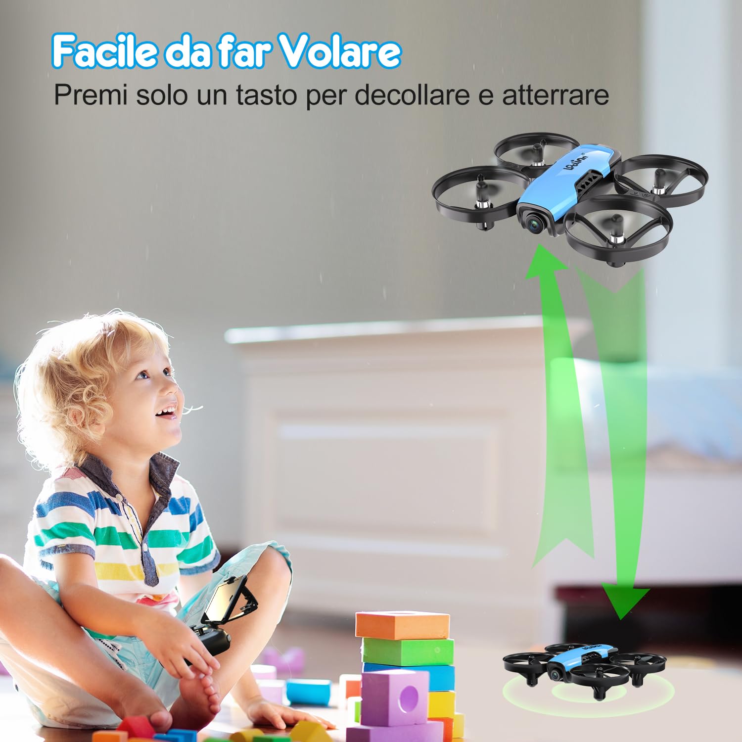 Loolinn | Drone Giocattolo con Telecamera, Regalo per Bambini(DA 8 anni in su) - Mini Quadricottero Radiocomandato, Sicuro Da Far Volare, Due Batterie, Certificazione Approvata C0 (Idee Regalo)