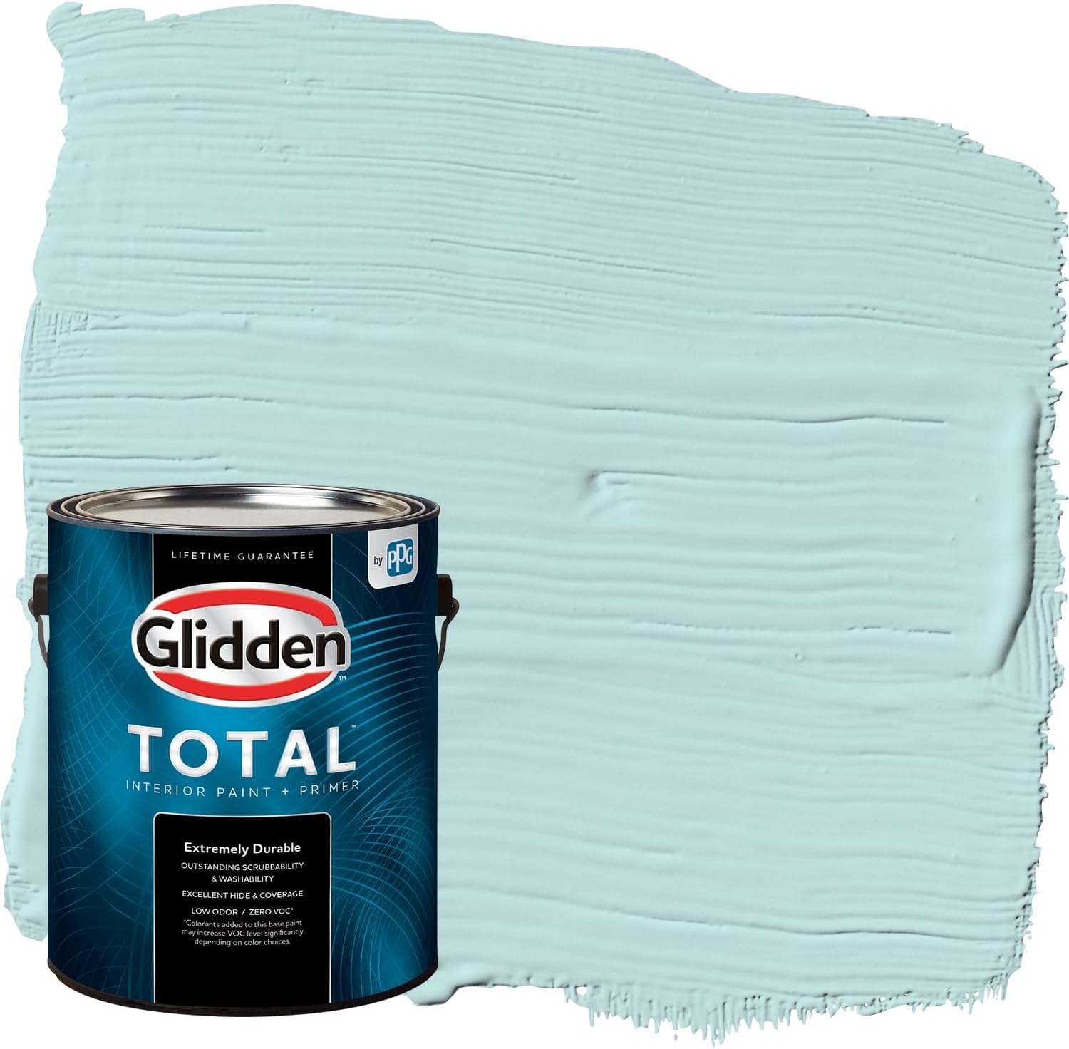 GliddenTotal Interior Wall Paint & Primer All-in-One, Misty Aqua/Aqua, Semi-Gloss, 1 Gallon