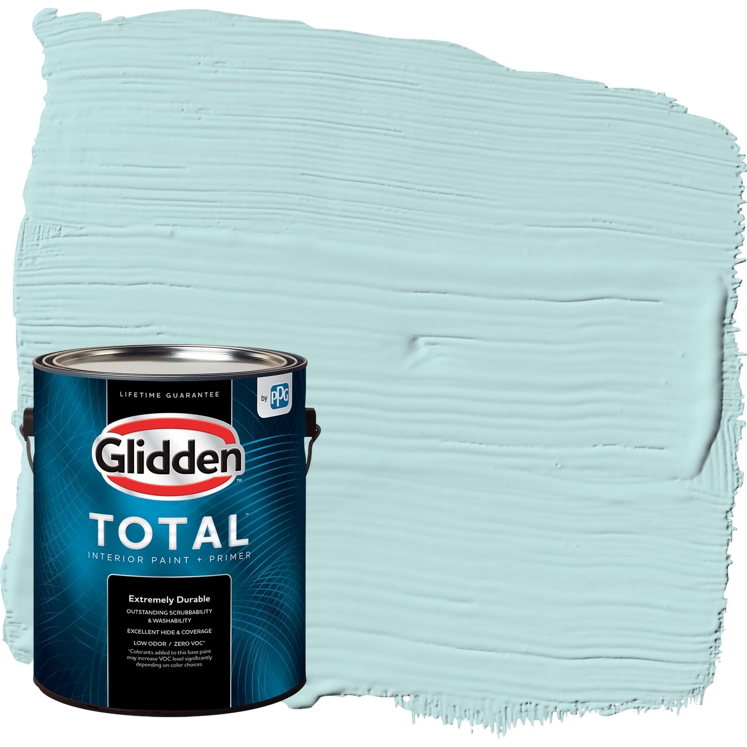 GliddenTotal Interior Wall Paint & Primer All-in-One, Misty Aqua/Aqua, Semi-Gloss, 1 Gallon