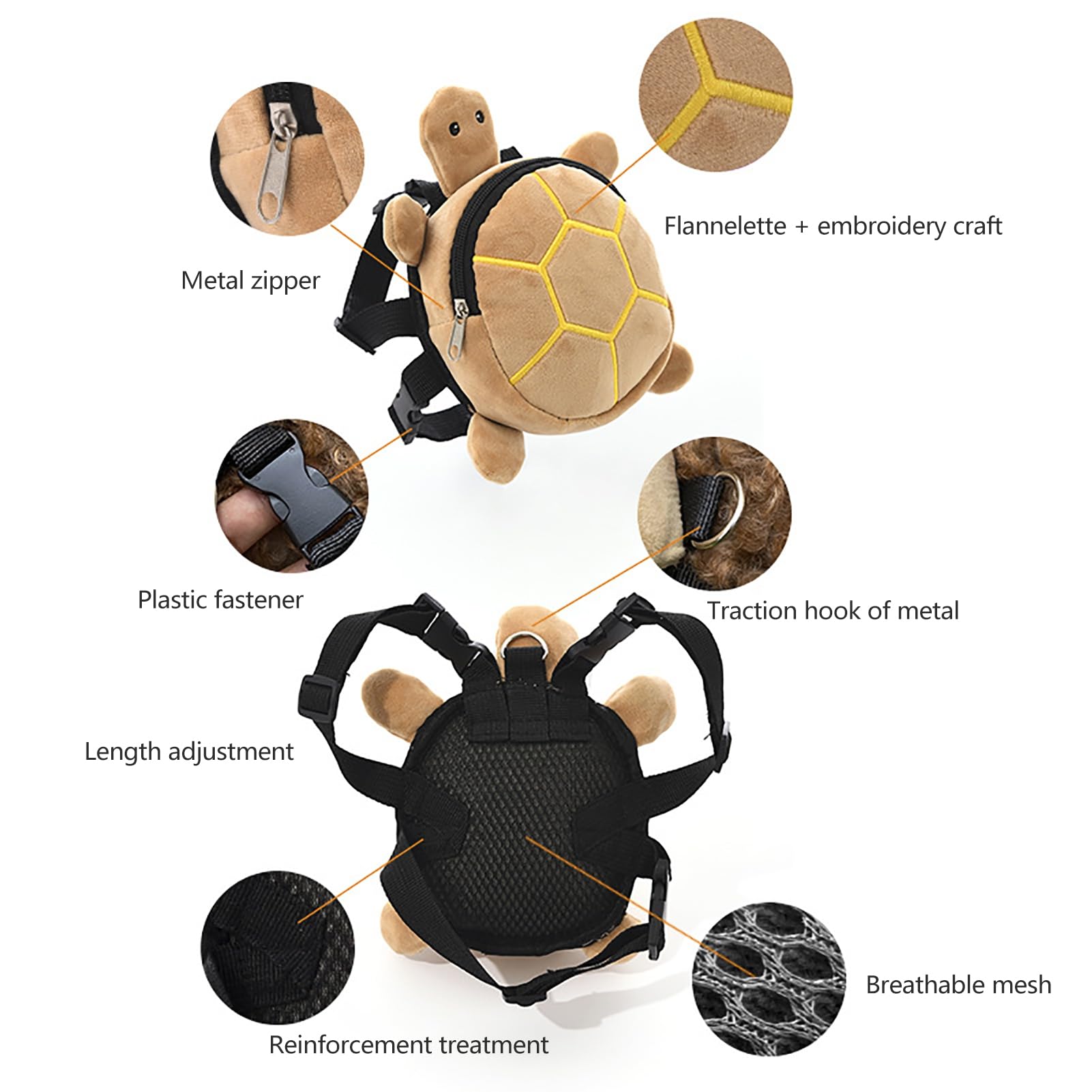 Zaino con imbracatura per cani a forma di tartaruga carino, regolabile, borsa da sella per cuccioli, impermeabile, indossabile da solo, con cerniera, forma creativa, chiusura a cerniera, lunga