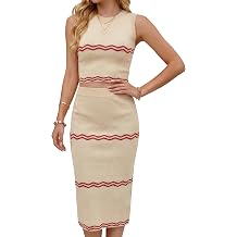 Skirt Sets Women 2 Piece Outfits Dressy Summer Knit Sleveless Top and Skirt Set for Vacation Brunch and Going Out