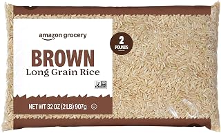 Happy Belly Brown Long Grain Rice 2 lb Bag - Nutritious Whole Grain Amazon Brand