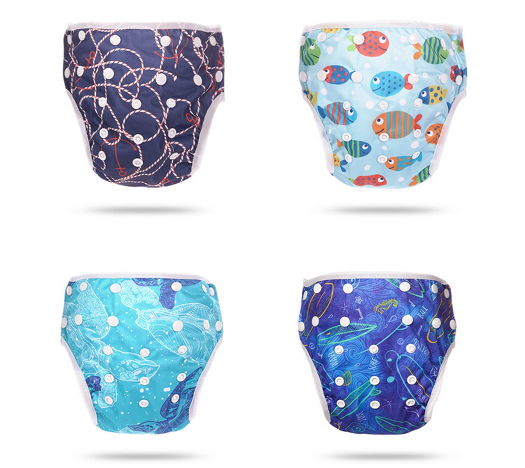 New Baby Washable Swim Dipers Breathable Swimming Diapers for Toddlers Boys Girls (Blue Ocean)