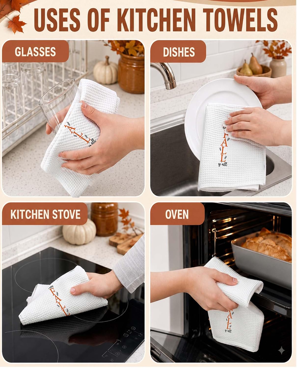 Kqdfr Fall Dish Towel for Kitchen, Funny Hand Towel for Women image 5