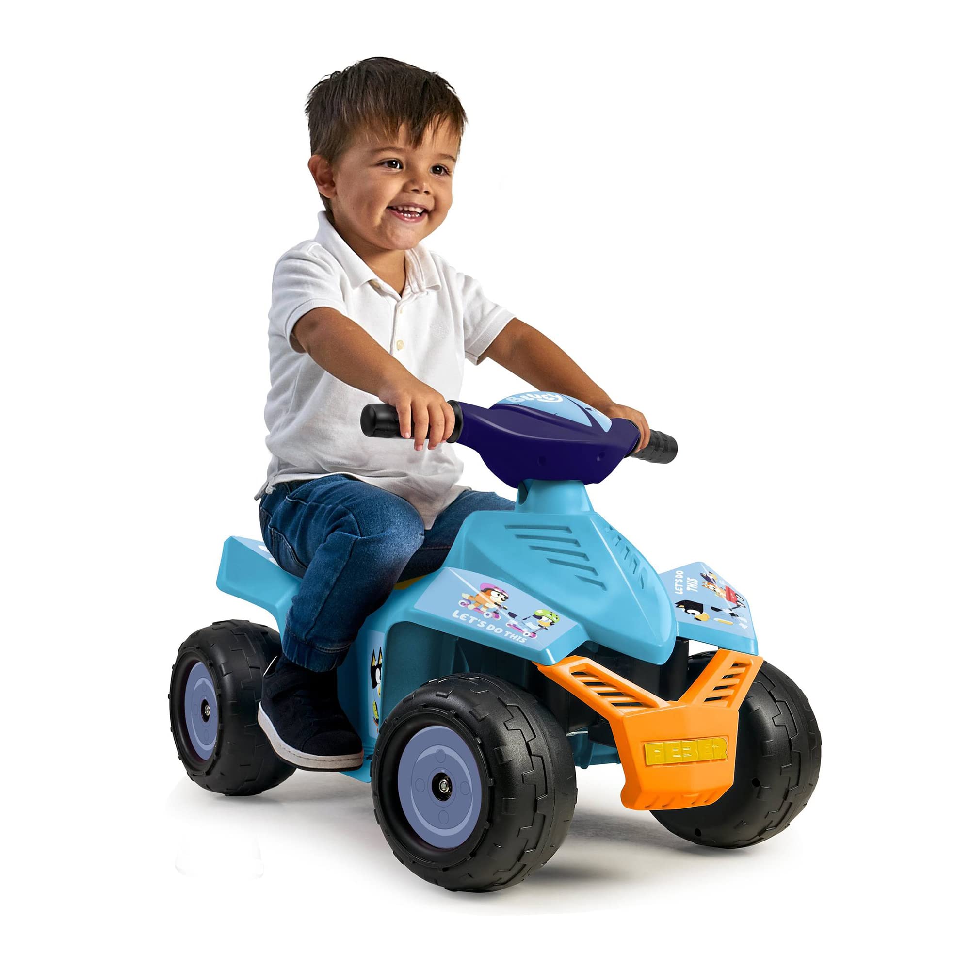 Feber - Quad Racy Bluey 6V, Voiture électrique pour garçons et Filles de 18 Mois à 3 Ans, avec accélérateur, Grandes Roues pour la stabilité, jusqu'à 40 Min d'autonomie, Chargeur Inclus(FEQ06000)