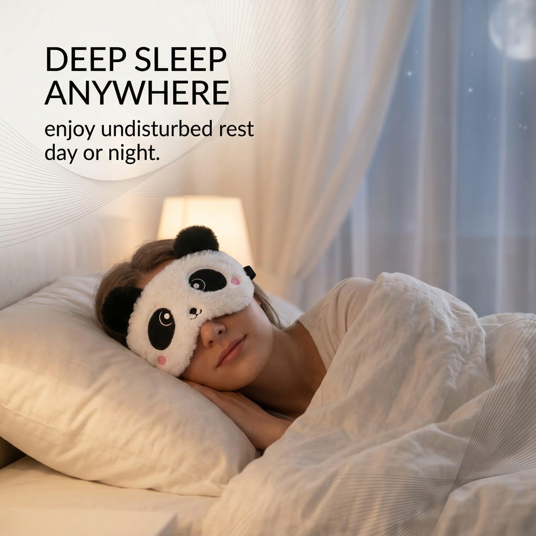 Maschera per Dormire Animale, 3D Panda Maschere da Sonno in Peluche Soffice Morbido, Benda Occhi per Dormire Peluche dei Cartoni Animati Divertenti per Bambini e Adulti
