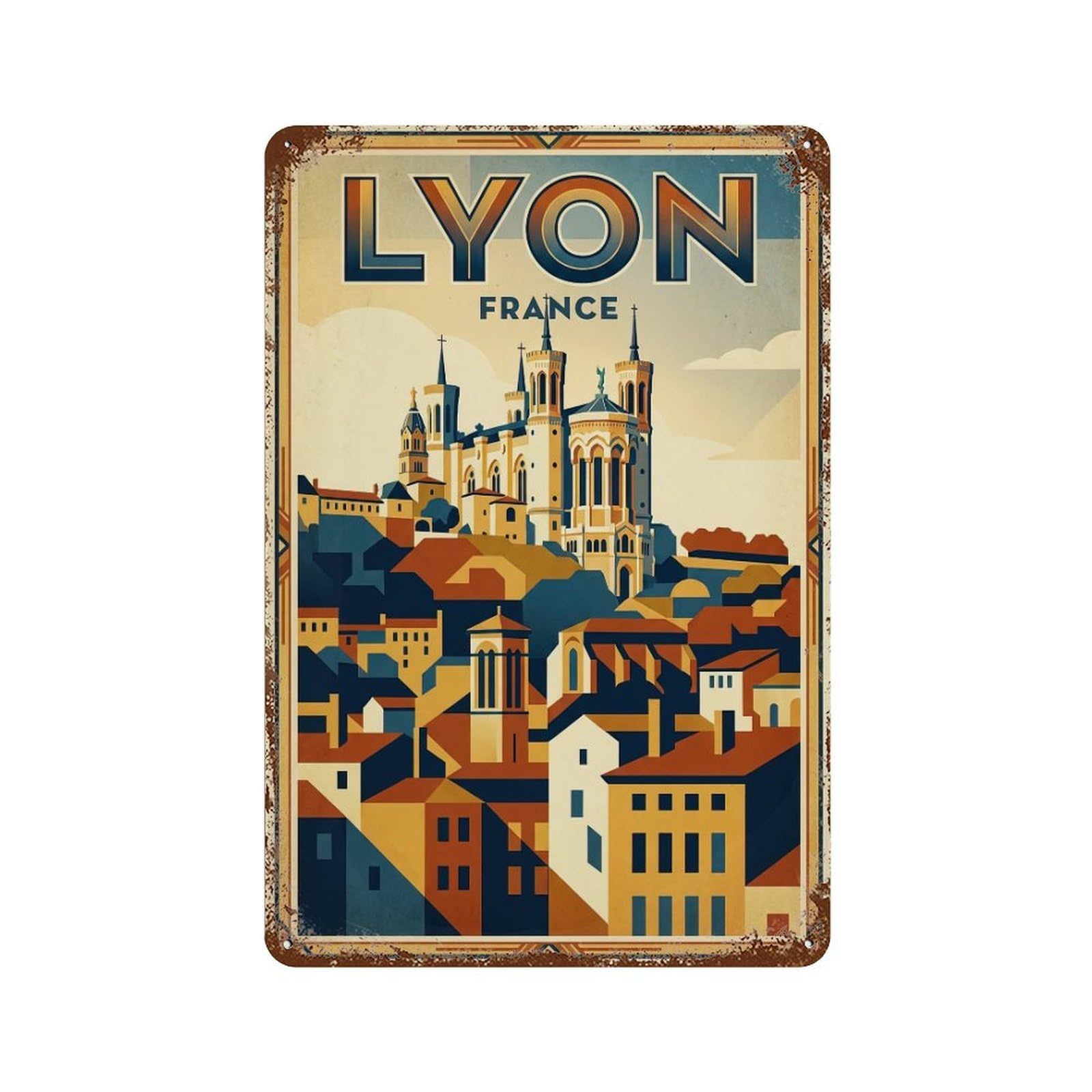 Retro France Lyon Travel Metal Tin Sign
