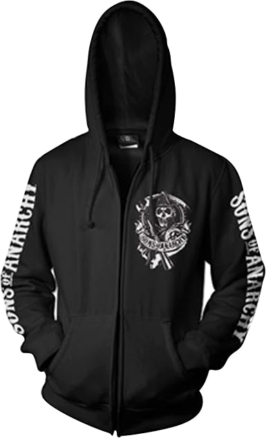 Amazon.com: Sudadera con capucha con cremallera de Sons of Anarchy con  licencia oficial SOA, XXL, Negro : Ropa, Zapatos y Joyería