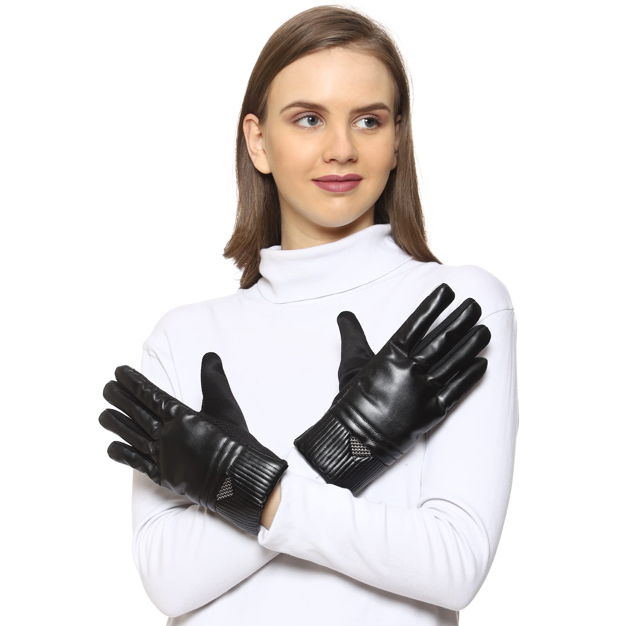 Winter Gloves for Men and Women - Touchscreen Compatible with Grip Dots, Leather-Look Design, Ideal for Snow, Driving & Daily Use-image-8