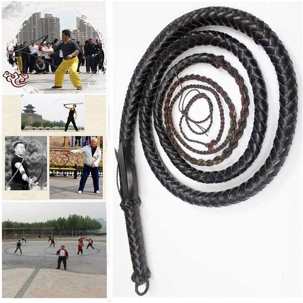 BAIRU Bullwhip Whip Handmade Leather Bull Whip|Elderly Sports Fitness Whip|for Favor Training Sport 
